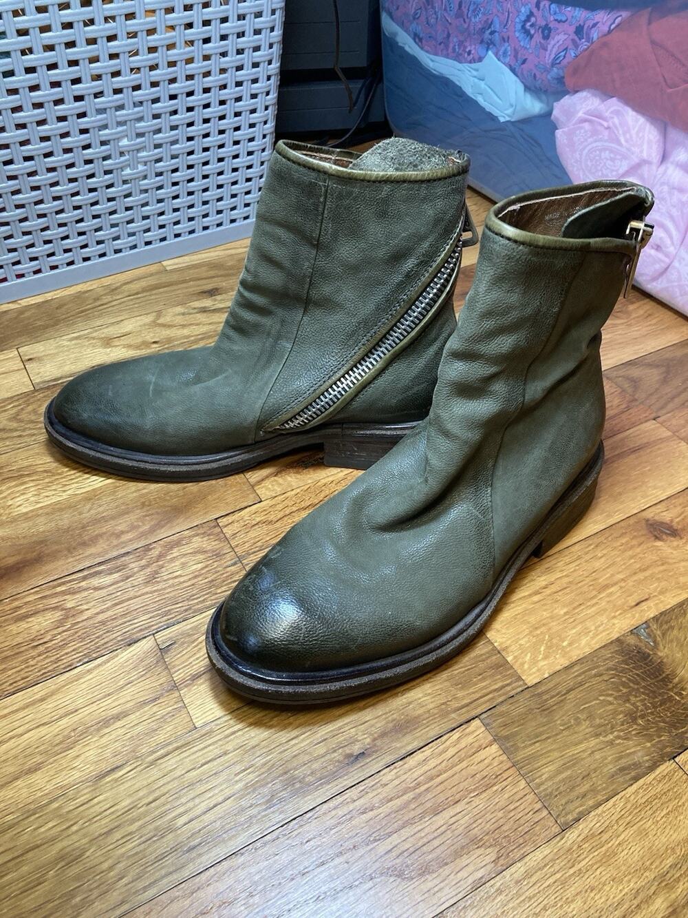 A.S. 98 Fleetwood Ankle Boots Size 36 US 5.5-6 Brown Green Leather Grunge Boho